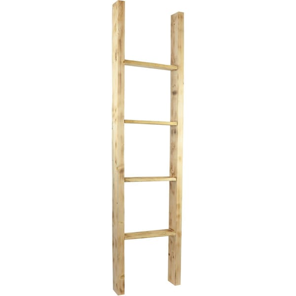 Ekena Millwork 15"W x 60"H x 3 1/2"D Vintage Farmhouse 4 Rung Ladder, Barnwood Decor Collection, Natural Barnwood DECR015X060X04LDRUF - main